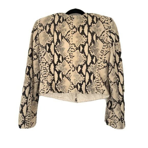 Giorgio Armani Leather Snake Print Cropped Jacket Size 38 Full Zip Silk Italy - Picture 3 of 8